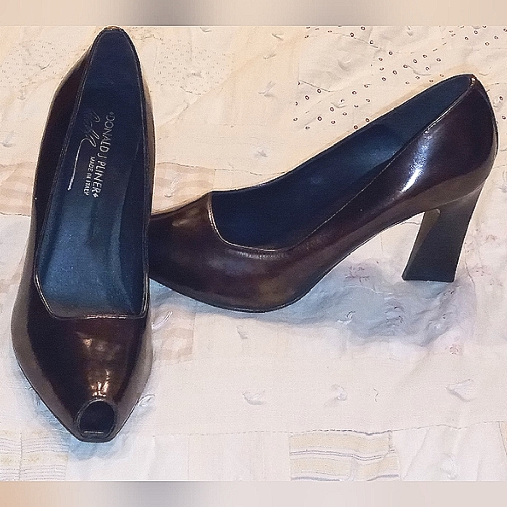 Donald J Pliner | Brown Metallic, Peep Toe Heels